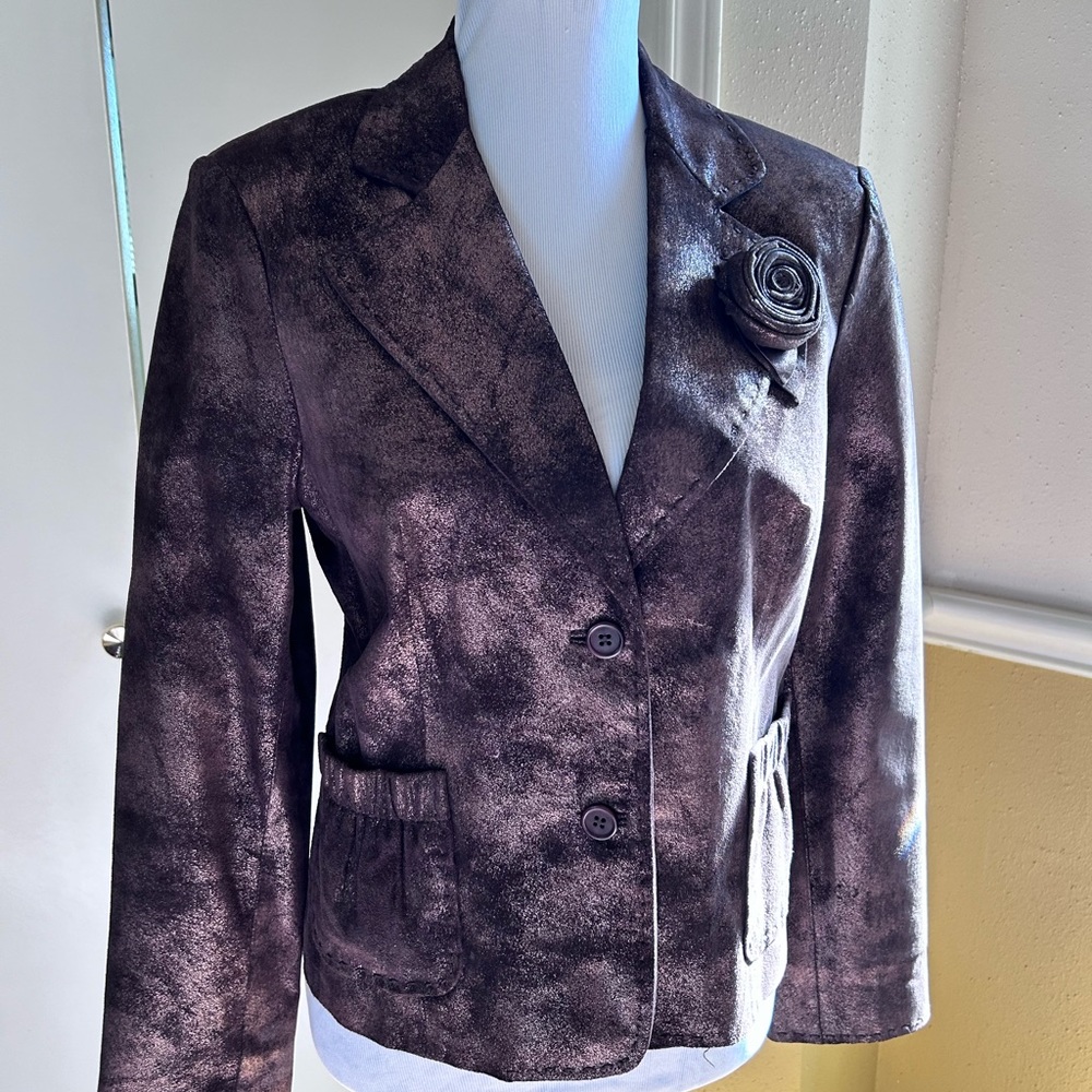 C &E STUDIO METALLIC BRONZE GENUINE SUADE JACKET SIZE 4 FULLY LINED